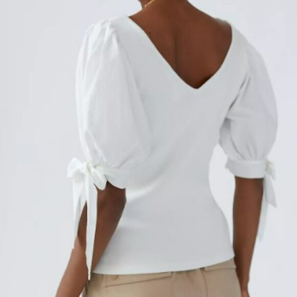 💫Host Pick! NEW!! Maeve by Anthropologie Puff-Sleeved Top, Black Petite, XS - Picture 5 of 7